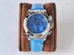Swiss 7750 Rolex Daytona Blue MOP Dial Blue Leather Watch 40MM